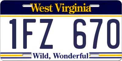 WV license plate 1FZ670