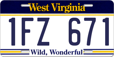 WV license plate 1FZ671