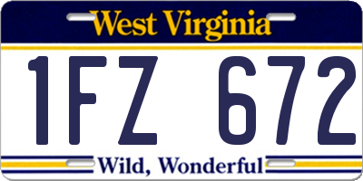 WV license plate 1FZ672