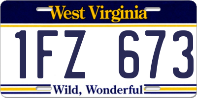 WV license plate 1FZ673
