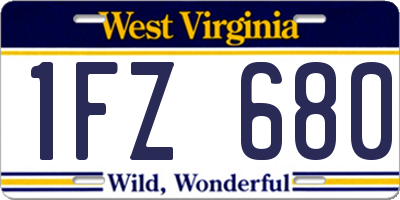 WV license plate 1FZ680