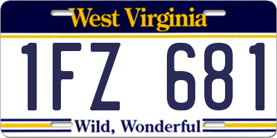 WV license plate 1FZ681