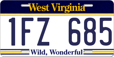 WV license plate 1FZ685