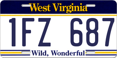 WV license plate 1FZ687