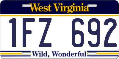 WV license plate 1FZ692