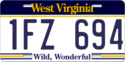 WV license plate 1FZ694