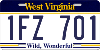 WV license plate 1FZ701