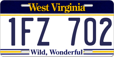 WV license plate 1FZ702
