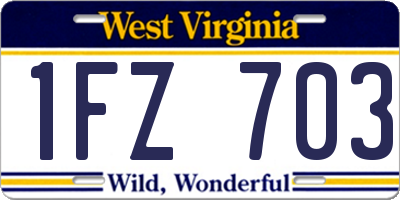 WV license plate 1FZ703