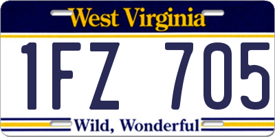 WV license plate 1FZ705