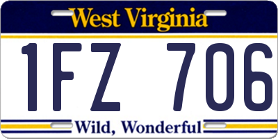 WV license plate 1FZ706