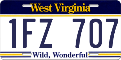 WV license plate 1FZ707