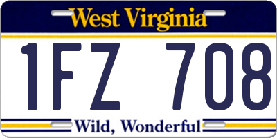 WV license plate 1FZ708