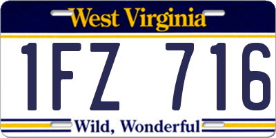WV license plate 1FZ716