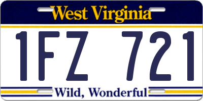 WV license plate 1FZ721
