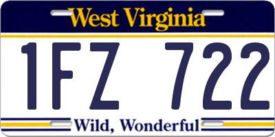 WV license plate 1FZ722