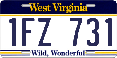 WV license plate 1FZ731