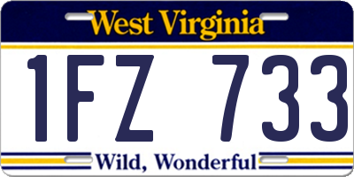 WV license plate 1FZ733