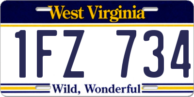 WV license plate 1FZ734
