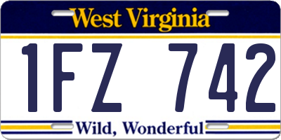 WV license plate 1FZ742