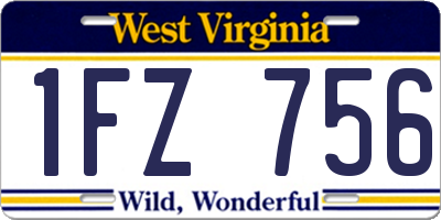 WV license plate 1FZ756