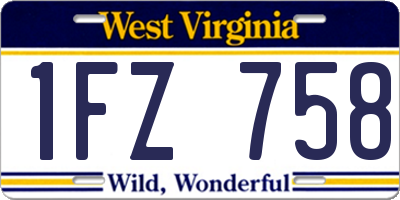 WV license plate 1FZ758