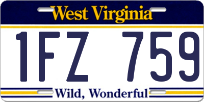 WV license plate 1FZ759