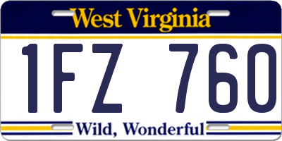 WV license plate 1FZ760