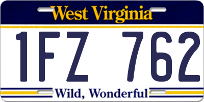WV license plate 1FZ762