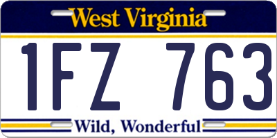 WV license plate 1FZ763