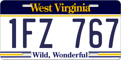 WV license plate 1FZ767