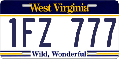 WV license plate 1FZ777