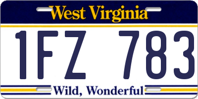 WV license plate 1FZ783