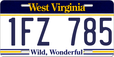 WV license plate 1FZ785