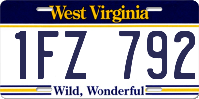 WV license plate 1FZ792