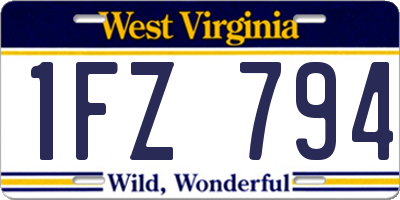 WV license plate 1FZ794