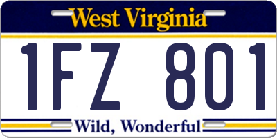 WV license plate 1FZ801