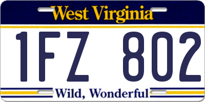 WV license plate 1FZ802