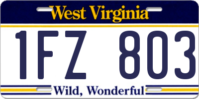 WV license plate 1FZ803