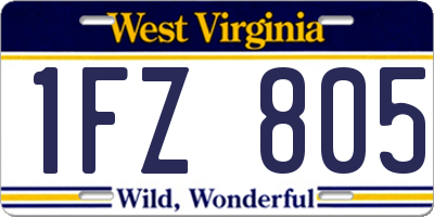 WV license plate 1FZ805