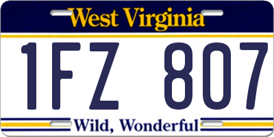 WV license plate 1FZ807