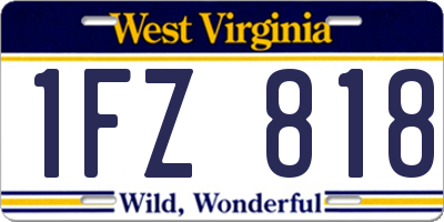 WV license plate 1FZ818