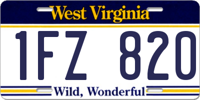 WV license plate 1FZ820