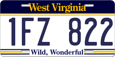 WV license plate 1FZ822