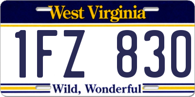 WV license plate 1FZ830