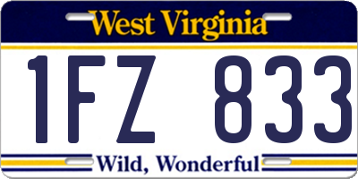 WV license plate 1FZ833