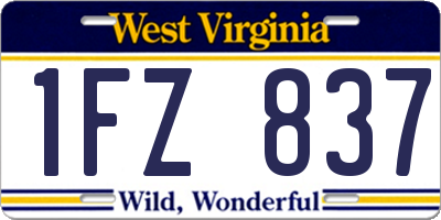 WV license plate 1FZ837