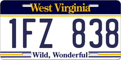 WV license plate 1FZ838