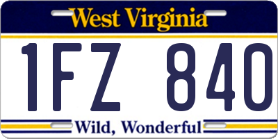 WV license plate 1FZ840