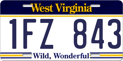 WV license plate 1FZ843